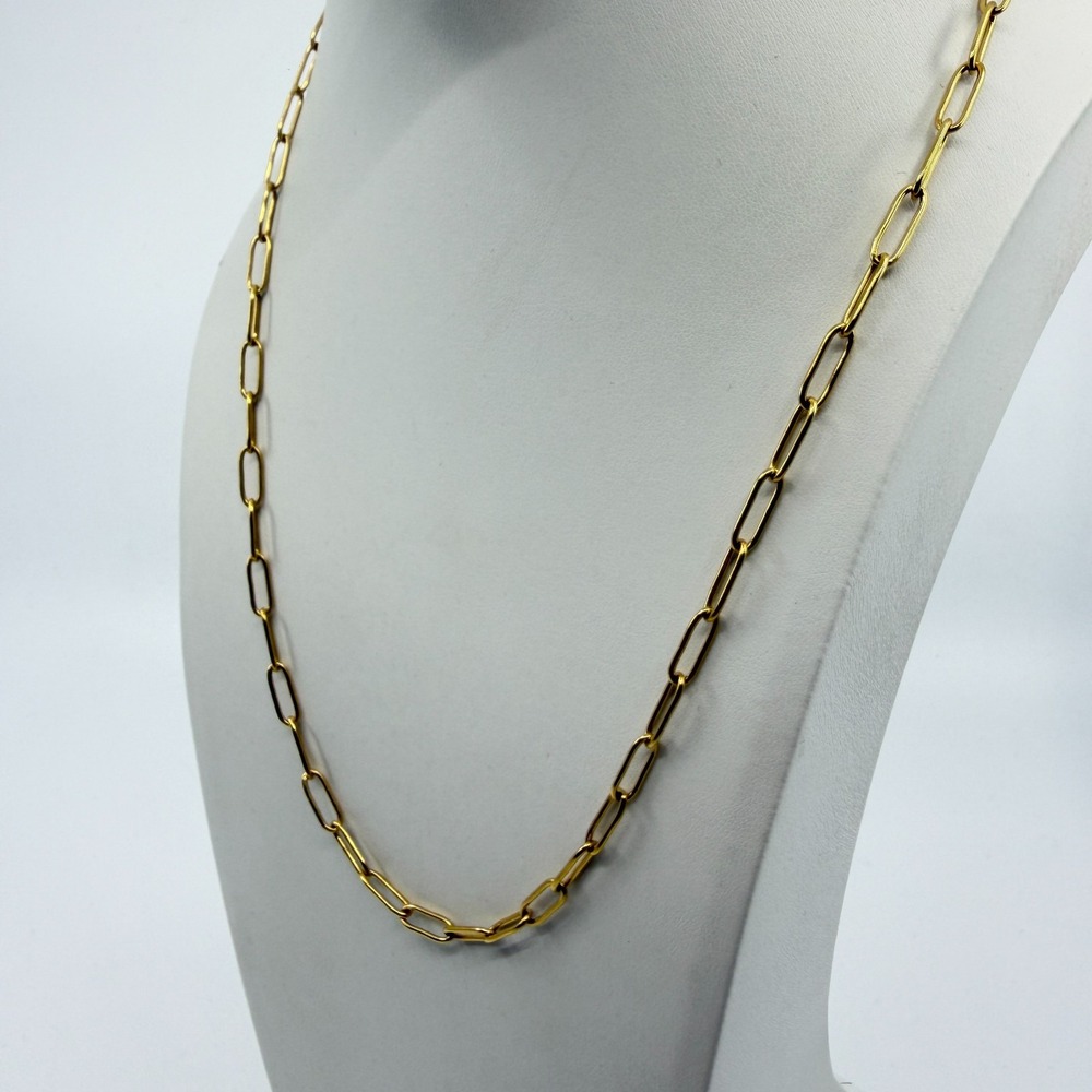 Minimalist Gold Tone Paperclip Chain Necklace - Dainty Layering Jewelry - Picture 6 of 11